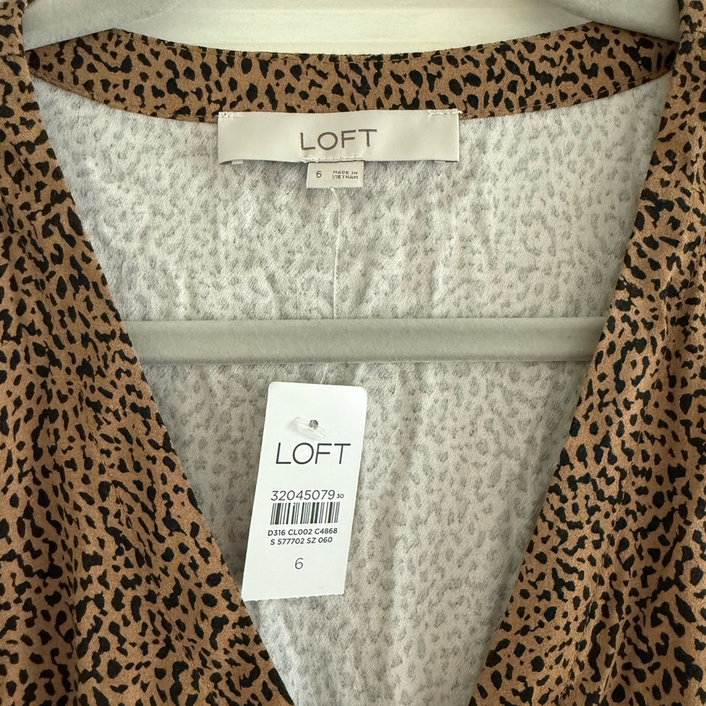 LOFT NWT Leopard Print Button Front Long Midi Dre… - image 3